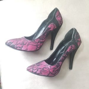 Hot pink and black heels